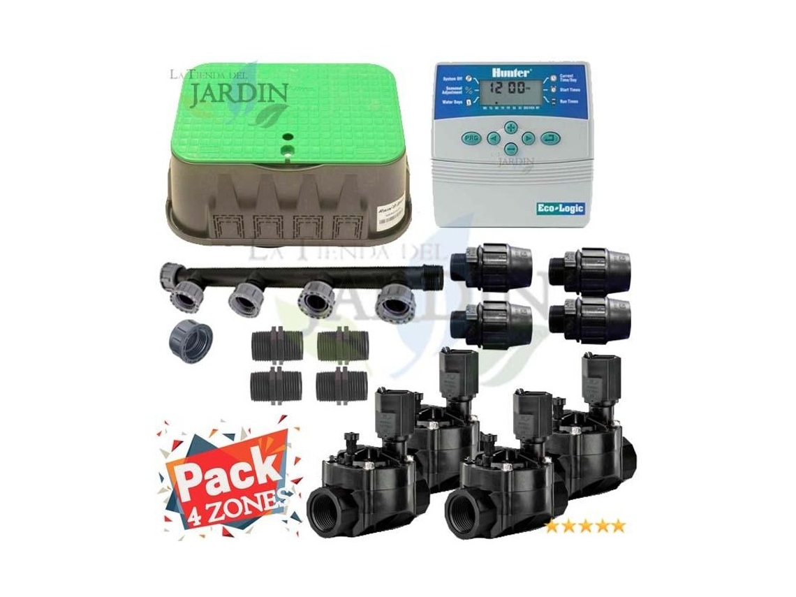 Kit Riego Automático 4 Zonas Para Riego Electrico Conjunto De Temporizador Electroválvulas Accesorios De Instalación SUINGA
