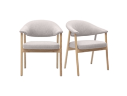 Sillas De Tela Efecto Terciopelo Texturizado Beige Y Madera Clara (paquete De 2) Giulia Miliboo
