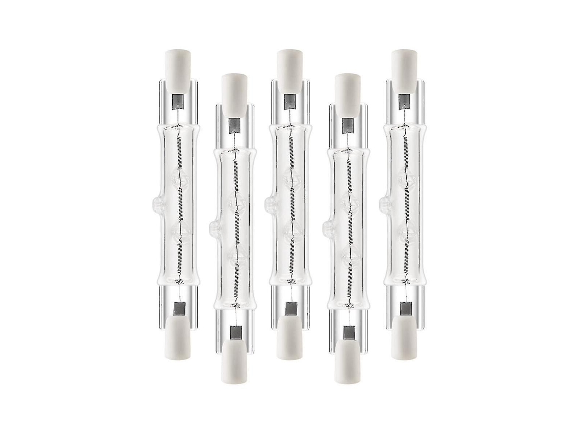 5 bombillas halógenas lineales R7s de 118 mm, 300 W, 230 V, regulables.