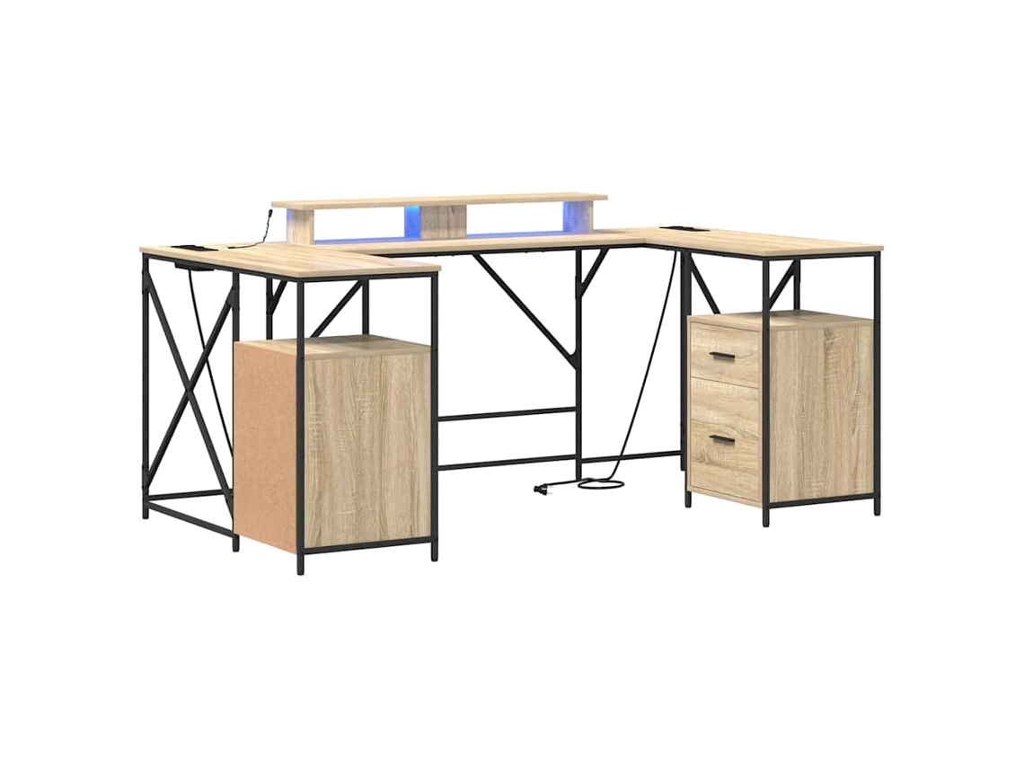 Escritorio | Mesa auxiliar, Roble Sonoma, 182 x 101 x 87,5 cm, Madera procesada