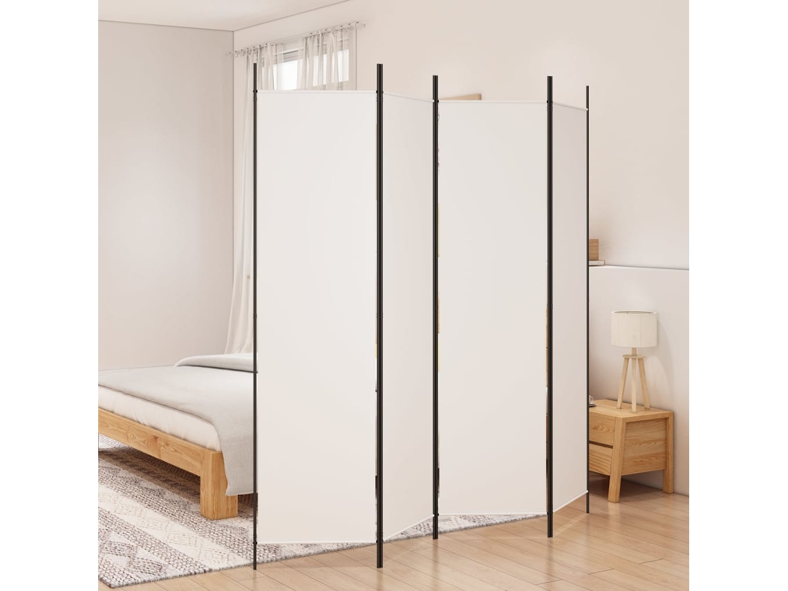 Separador LOVELY HOME con 4 Paneles de Tela Blanca (200 x 200 cm)