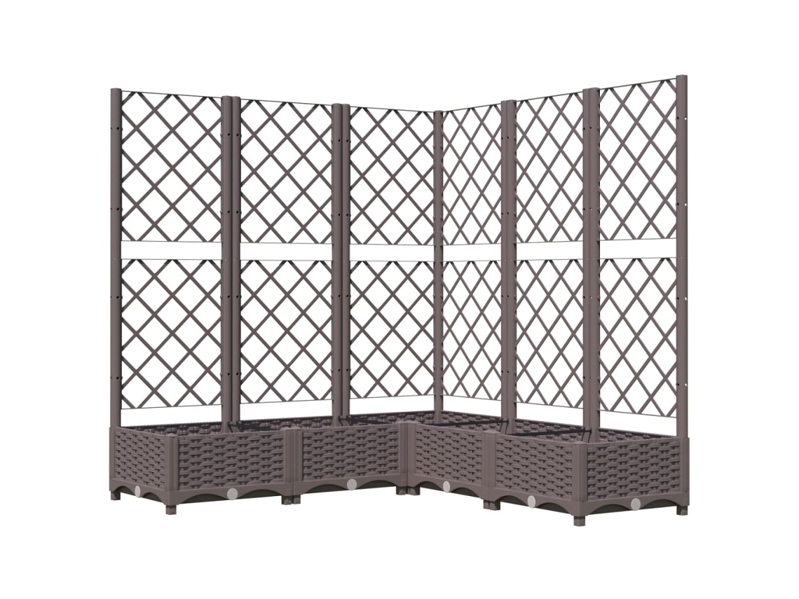 Maceta/Jardinera de Jardín con Enrejado 120X120X121,5 Cm PP Castaño