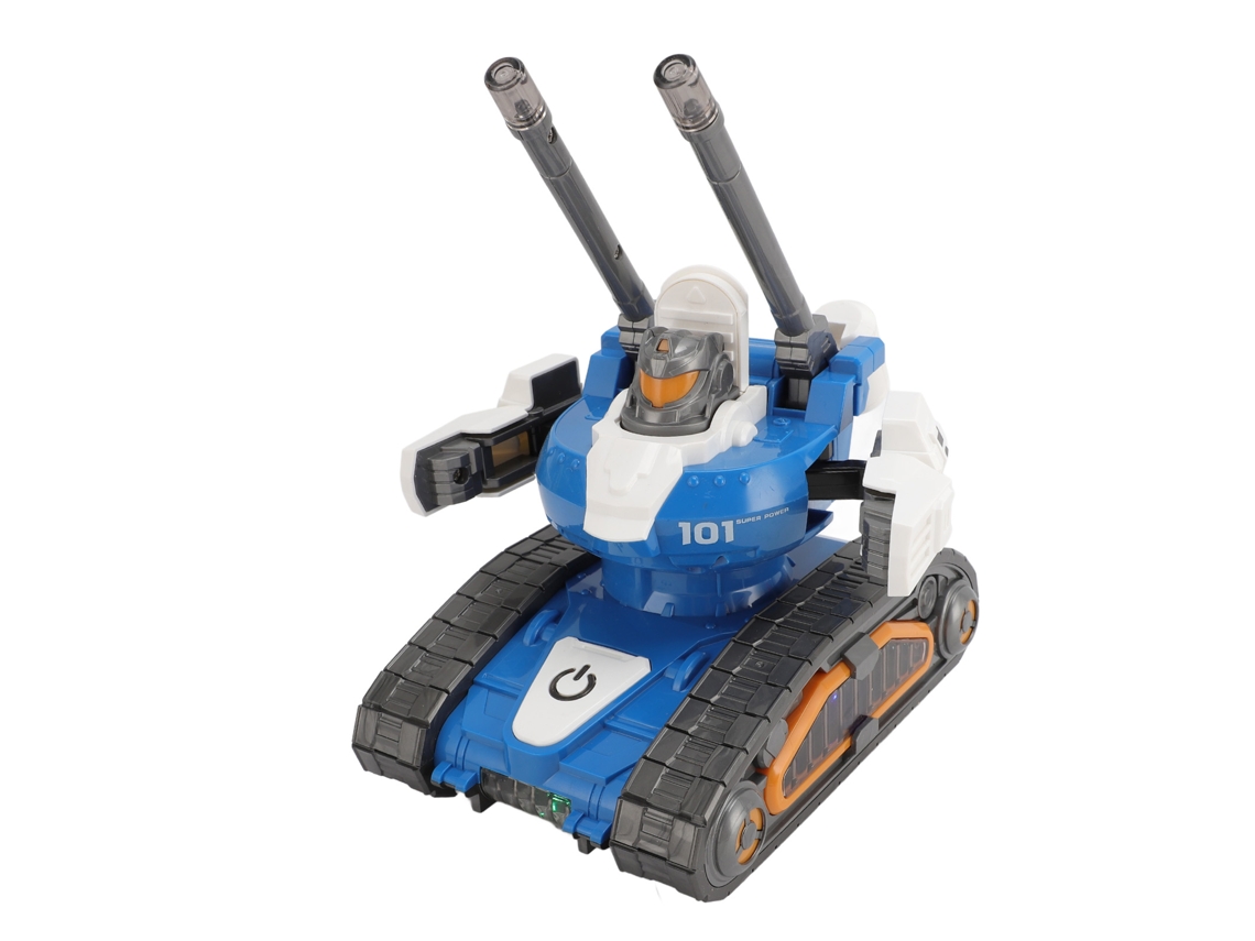 Ats-juguete De Tanque Transformador Eléctrico Con Luz Y Rotación, Robot De Tanque Automático Con Stunts Para Niños Azul
