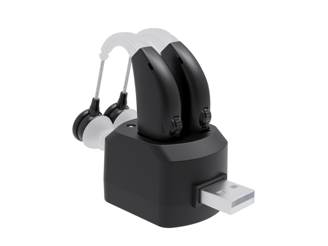 Aparelho Auditivo Portátil, Amplificador Com Redução De Ruído, Com Base De Carregamento, Para Idosospretoczhhmart