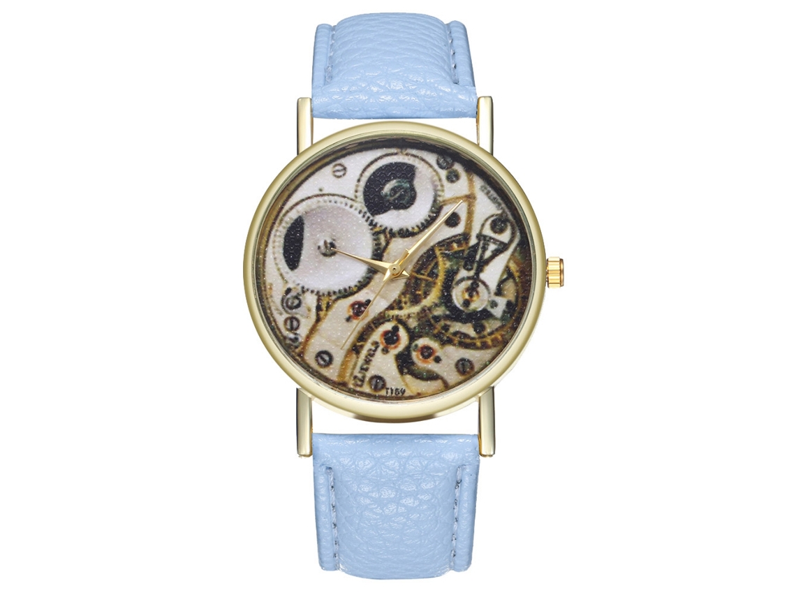Reloj De Pareja Zhoulianfa Cuero Casual Coreano Atmósfera Azul Claro T159-a