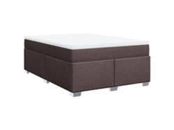 Maison Exclusive - Cama Box Spring Con Colchón Tela Marrón Oscuro 160x200 Cm