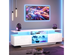 Mueble Tv 160x40x45 Cm - Con 2 Armarios, Led, 8 Estantes, Para Tv De 70" - Blanco