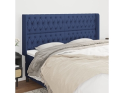 Cabecero Con Orejas De Tela Azul 183x16x118/128 Cm