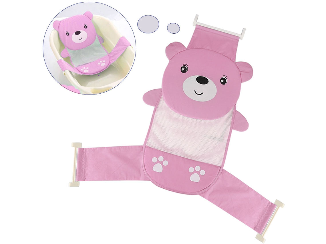 Red De Soporte Ajustable Para Bañera De Bebé, Diseño De Oso Rosa, Algodón Cómodo, 58x67cm