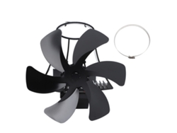 Ventilador de pared negro con imán para estufas de leña.