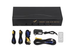 Conmutador Kvm Vga 4 En 1 Con Resolución De 1920x1440, 4 Puertos Usb Y 2 Modos De Conmutación.