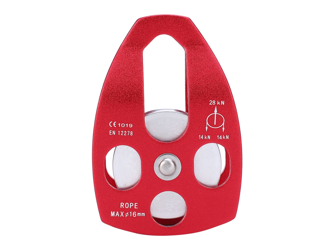 Rebe-polea Individual Grande 30kn Con Cojinete Para Rescate, Escalada En Rocas Y Trabajo Aéreo Al Aire Libre Rojo