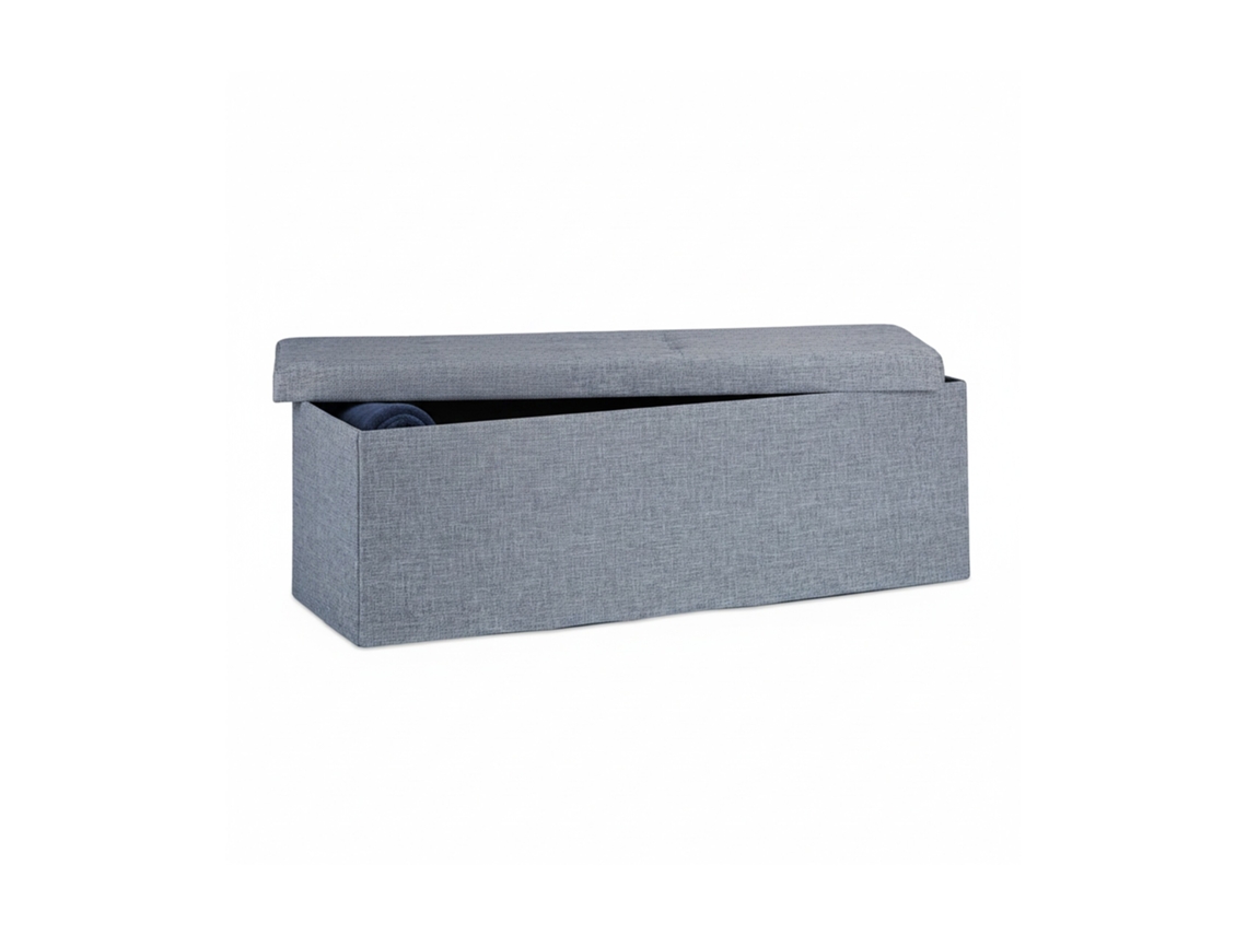 Relaxdays Baúl Almacenamiento Grande Plegable, Lino, Gris Oscuro, 38 X 114 X 38 Cm