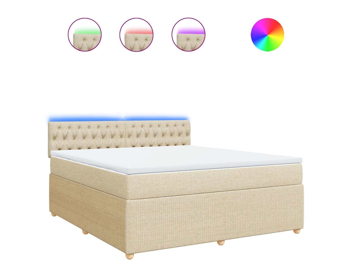 Maison Exclusive - Cama Box Spring Con Colchón Tela Color Crema 180x200 Cm