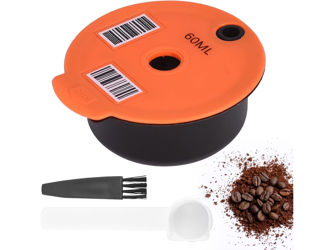 Cápsulas de café reutilizables de 60 ml para Bosch S Tassimo con filtro rellenable, cepillo de limpieza y cuchara medidora.