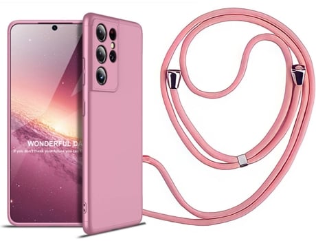 Funda Samsung S21 Ultra Slim Armor 360º con Collar Rosa