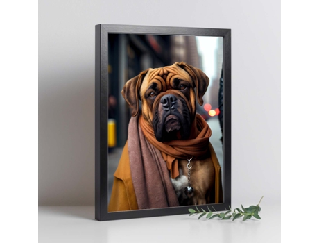 NACNIC Lámina Bullmastiff Optimista En Estilo Fotografía A Todo Color Divertidas Ilustraciones Realistas De Animales Con Ropa Humana