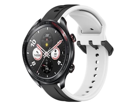 Correa de reloj inteligente para Honor Watch Dream de 22 mm de silicona bicolor con bucle convexo (negro + blanco)