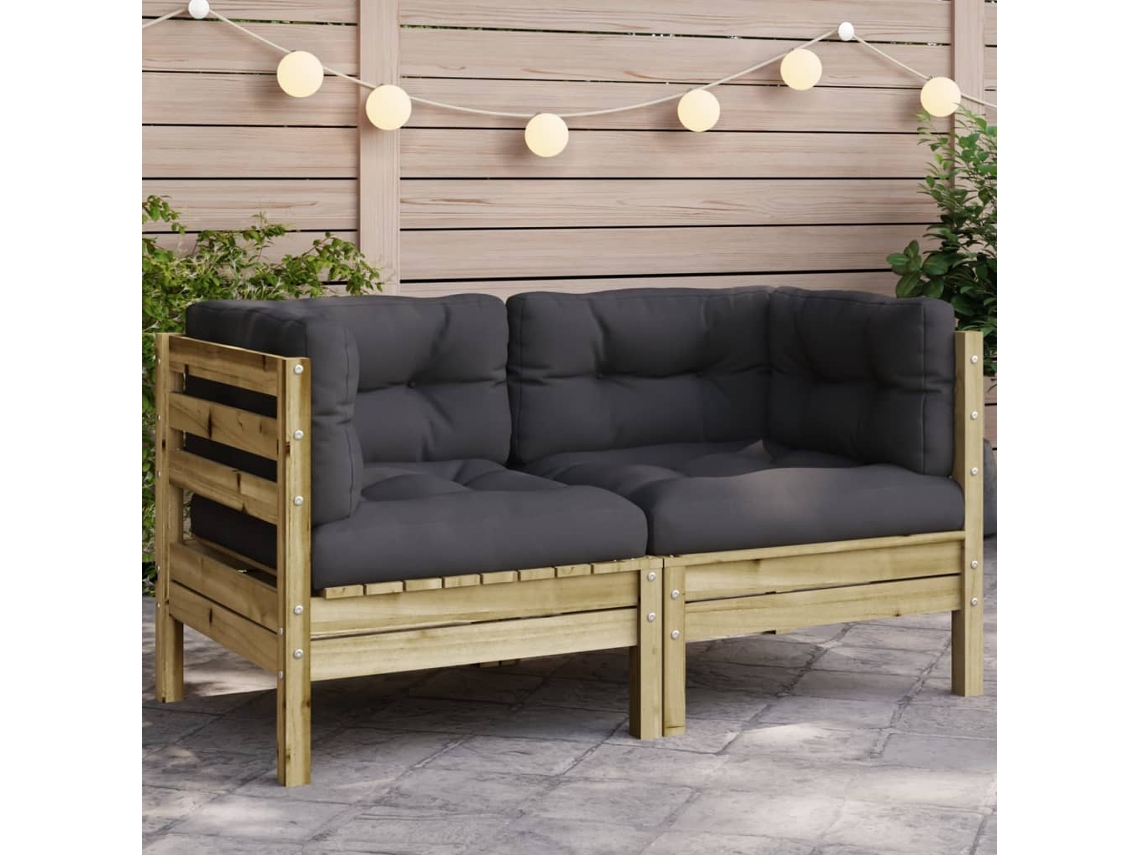 Sofá de jardín Edge con cojines de pino impregnado, Dkd Home Decor