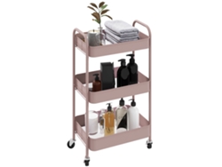 Carrito Organizador De Acero De 3 Cestas Para Sala De Estar, Oficina, Cocina, Rosa, 45x30.6x79