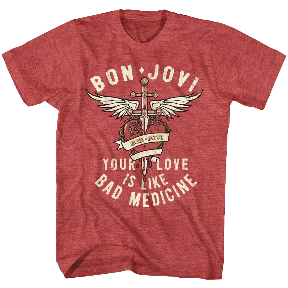 Bon Jovi Your Love Is Like Bad Medicine T-shirt Unisex Rockinstone Size:m