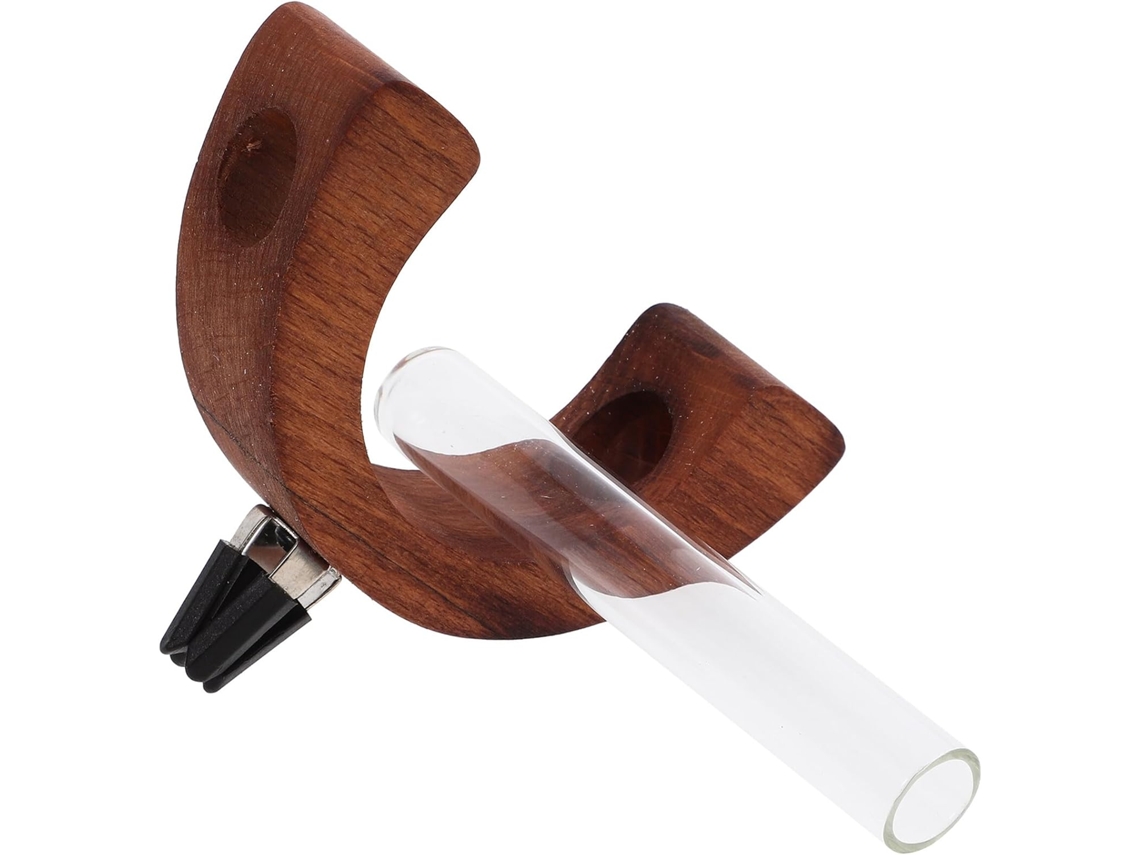 Difusor Ambientador Para Coche De Vidrio Y Madera, Jarrón Decorativo Con Clip Para La Rejilla De Ventilación Del Coche, 1 Pieza, Botella