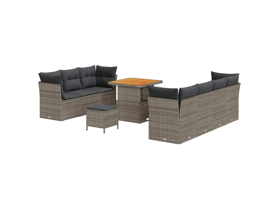 Maison Exclusive - Conjunto De Sofá De Jardín 10 Pcs Gris Ratán Sintético