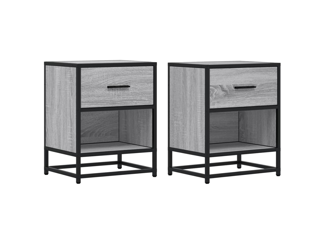 Maison Exclusive - Mesitas Noche 2 Uds Madera Ingeniería Gris Sonoma 40x31x50 Cm