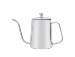Cafetera de acero inoxidable de 550 ml con cuello largo y tapa para cocina doméstica y cafetería.