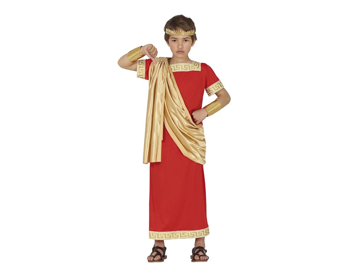 Disfraz de Romano rojo y dorado para niño