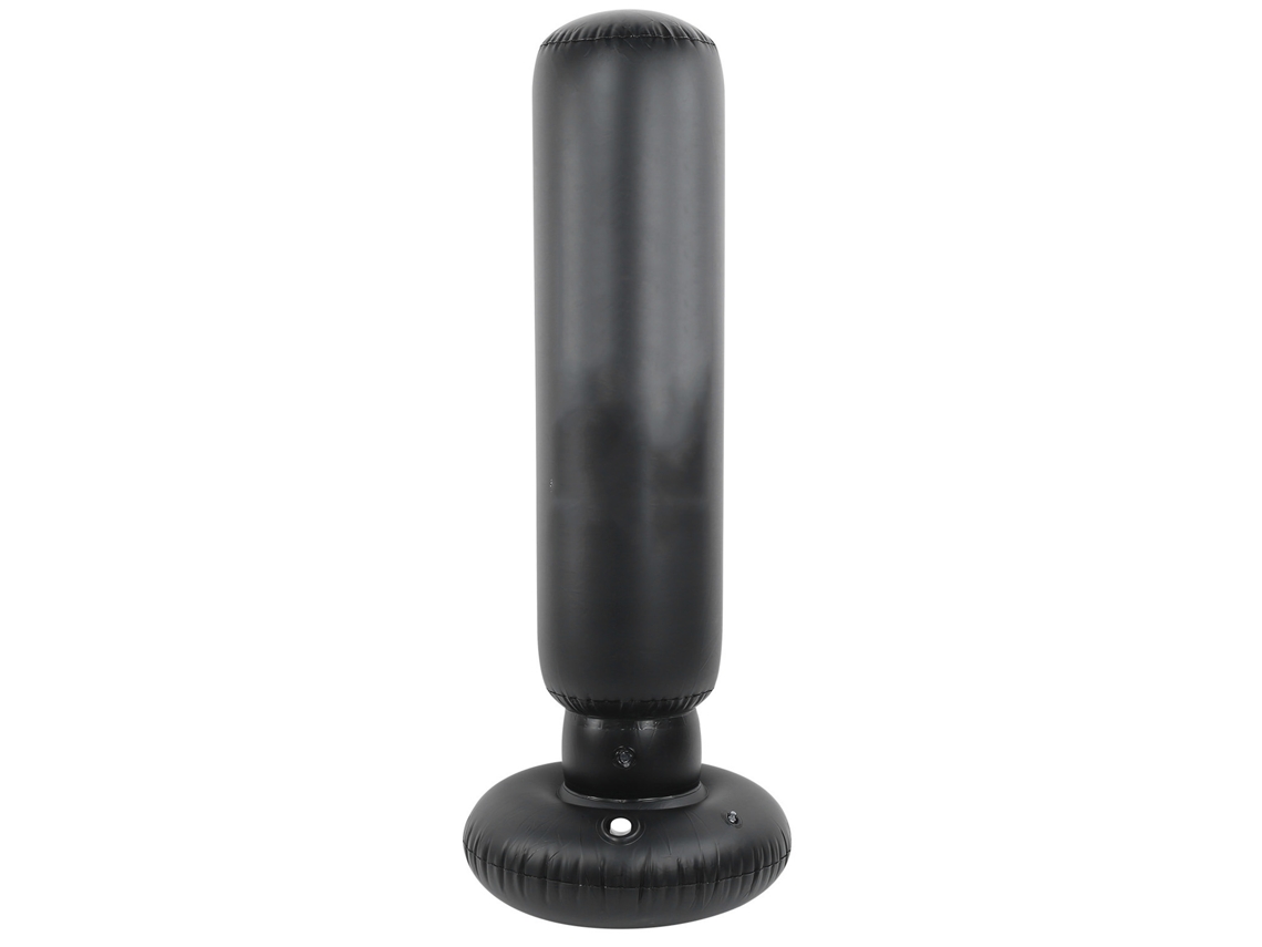Saco de boxeo inflable de PVC con columna de boxeo de 1,6 m, color negro