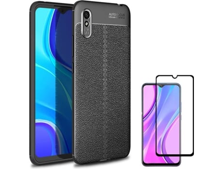 Carcasa y Protector Xiaomi Redmi 9A Rugged Leather Negro