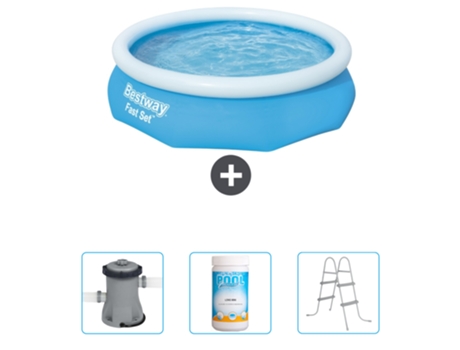 Piscina Hinchable Redonda Fast Set BESTWAY - 305 x 76 cm - Azul - Incluida Bomba - Cloro - Escalera