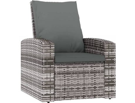 Sillón reclinable de jardín con cojines ratán sintético VIDAXL gris