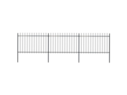 Valla de jardín con punta de lanza, 5,1 x 1,2 m, acero negro, DKD HOME DECOR