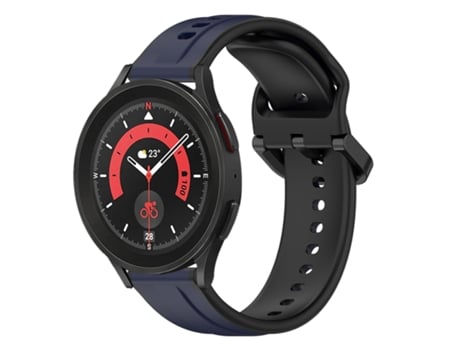 Correa de reloj inteligente para Samsung Galaxy Watch 5 Pro 45 mm 20 mm Bucle convexo de silicona de dos colores (azul medianoche + negro)