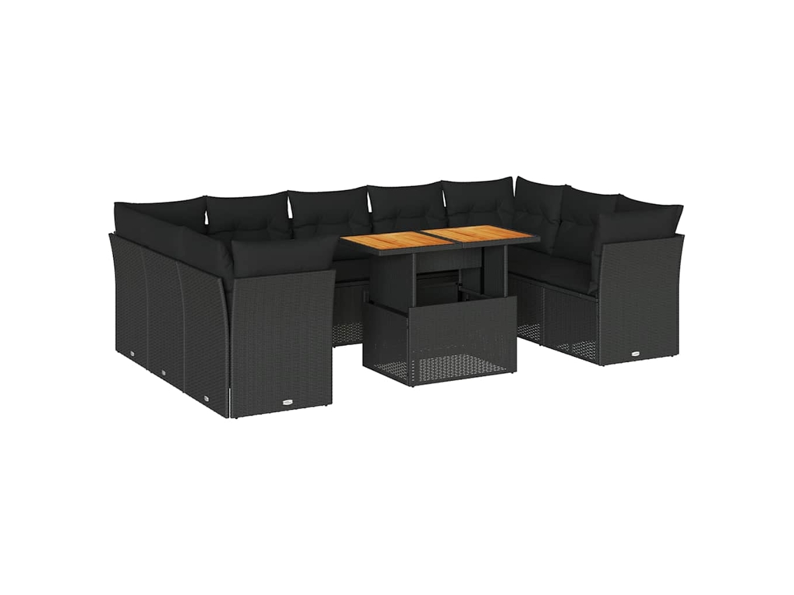 Maison Exclusive - Set De Sofás De Jardín Y Cojines 10 Pzas Ratán Sintético Negro