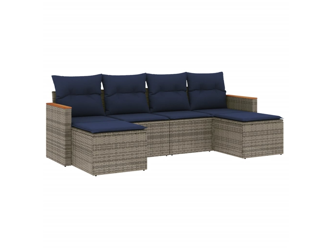 Maison Exclusive - Conjunto De Sofá De Jardín De 6 Piezas Con Cojines, Poliratán Gris