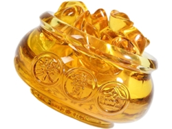 Adorno Feng Shui: Cuenco De Topacio Amarillo De 10 Cm Con 20 Pequeños Lingotes De Oro. Ideal Para La