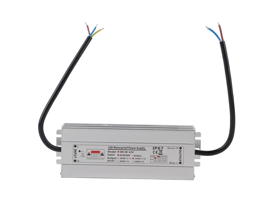 Fuente De Alimentación Led De 250 W, Transformador Impermeable Ip67, 12 V, 20,8 A, Hrw-12v250w