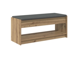 Banco de recibidor con cojín, roble artesanal, 103x38x45 cm, EXCLUSIVO DE LA CASA