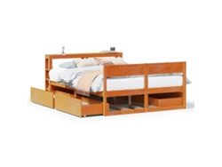 Maison Exclusive - Cama Sin Colchón Madera Maciza De Pino Marrón Cera 120x200 Cm