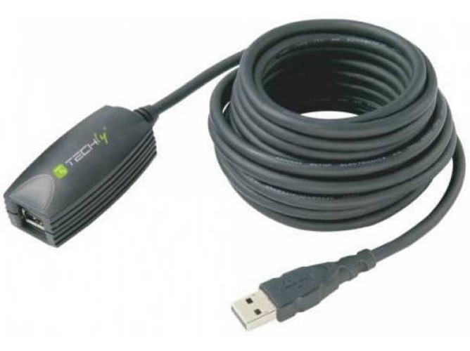 Cable USB TECHLY (USB - USB - 5 m - Negro)