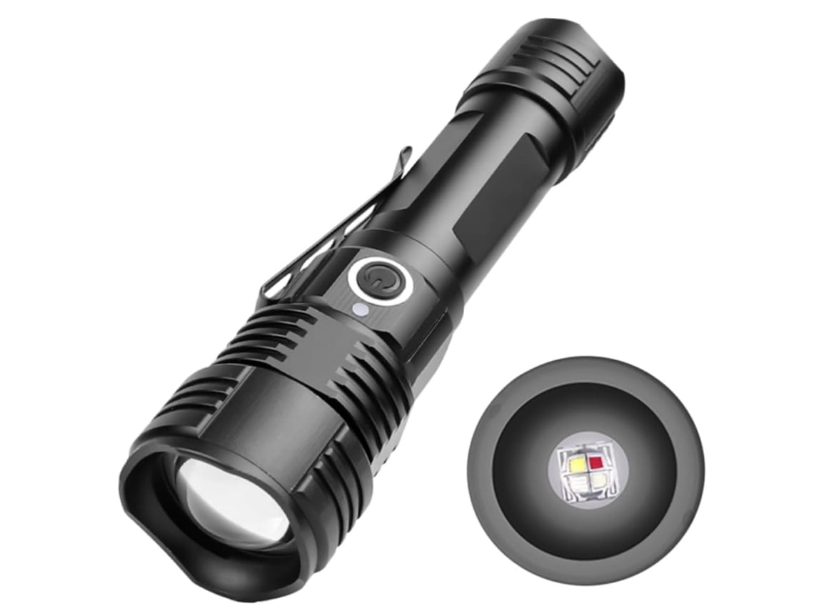 Linterna LED recargable, 1 unidad, linterna LED, luz ajustable, 5 modos, linterna eléctrica portátil negra Yunzii