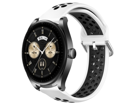 Correa de reloj inteligente para Huawei Watch Buds Correa de reloj deportivo transpirable perforada de silicona de 22 mm (blanco + negro)