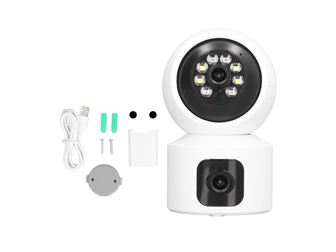 Cámara de vigilancia inalámbrica HD dual 1080p con control remoto para interiores, enchufe europeo.