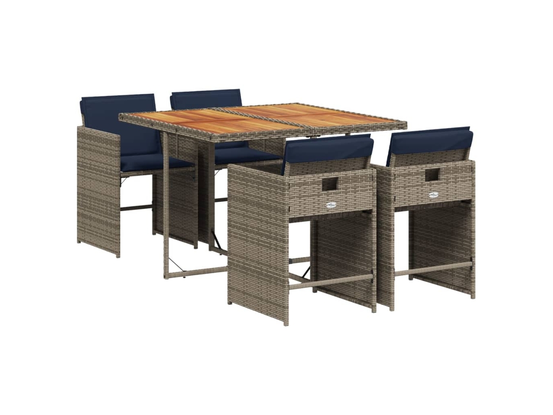 Maison Exclusive - Conjunto De Comedor De Jardín De 5 Piezas Con Cojines, Poliratán Gris