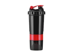 Vaso Mezclador Portátil De Plástico De 3 Capas A Prueba De Fugas Para Proteínas Y Cápsulas - Rojo