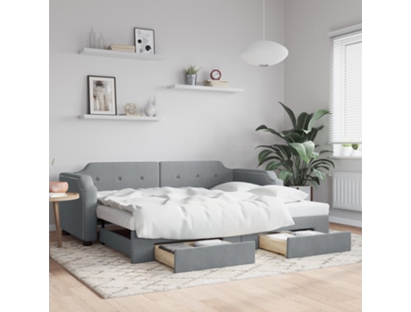 VIDAXL Sofá cama nido con cajones tela gris claro 90x200 cm
