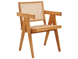 Cadeira De Madeira Com Trança Vienense Beliani Westbrook Ii De Mogno Natural 55x52x82